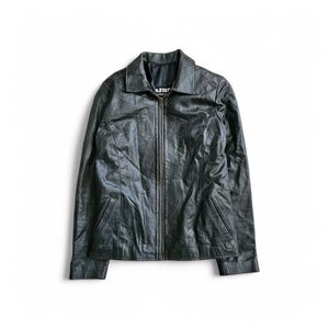 Azteca Vintage Black Genuine Leather Jacket - Size M - Made in Argentina